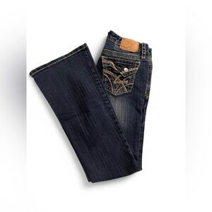 Amethyst Jeans Dark Blue with Tan Accents